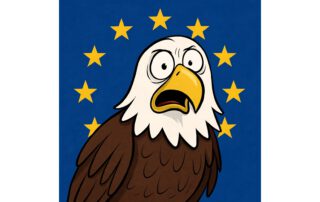 Amerikanischer Adler vor Europaflagge