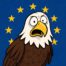 Amerikanischer Adler vor Europaflagge