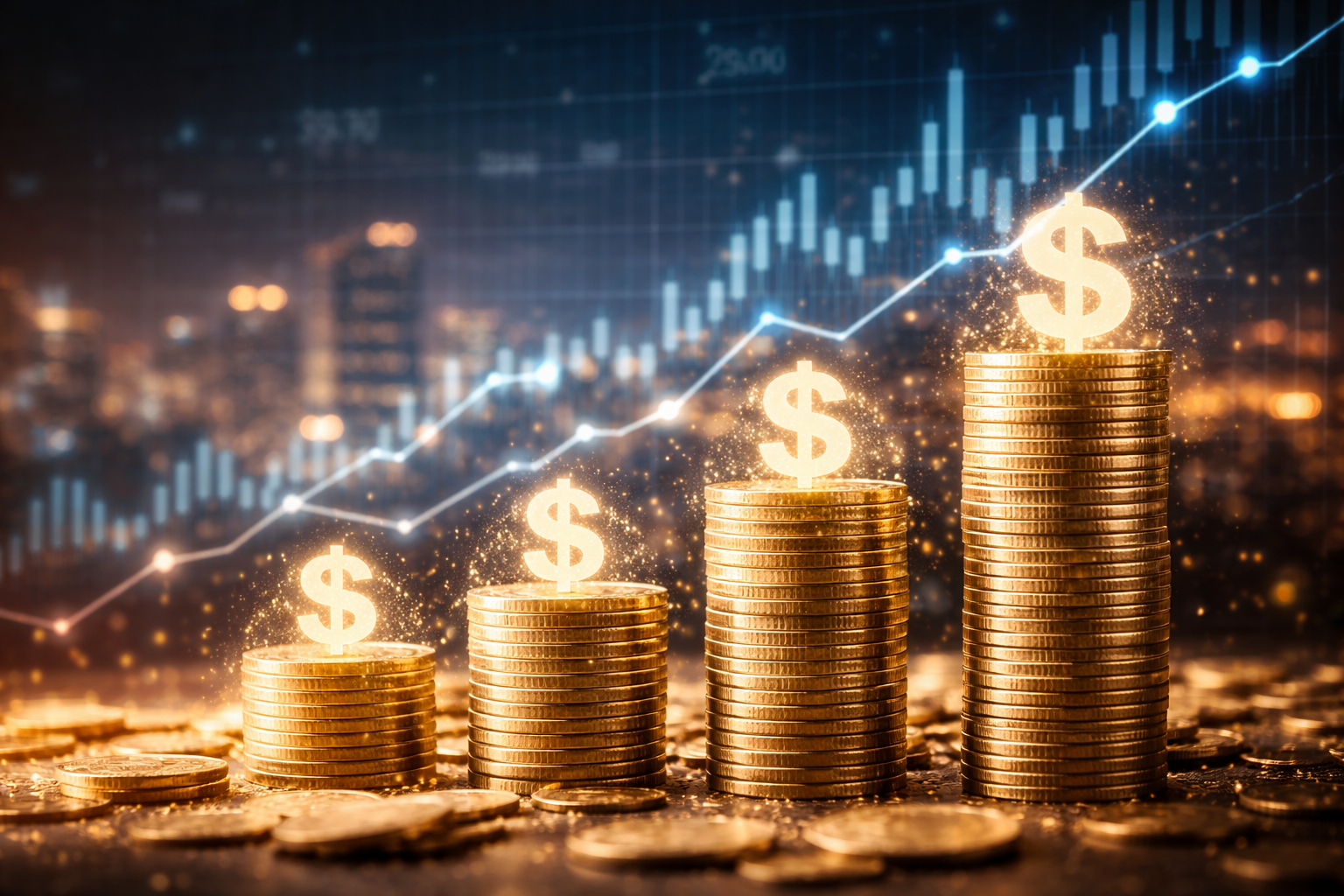 Goldmünzen und Dividenden im Aufstieg